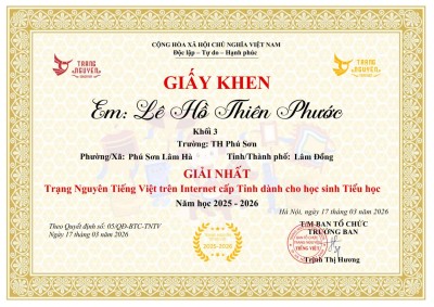 VINH DANH HỌC SINH ĐẠT GIẢI TRẠNG NGUYÊN TIẾNG VIỆT – VÒNG THI HỘI ( CẤP TỈNH|) - NĂM HỌC 2025 - 2026